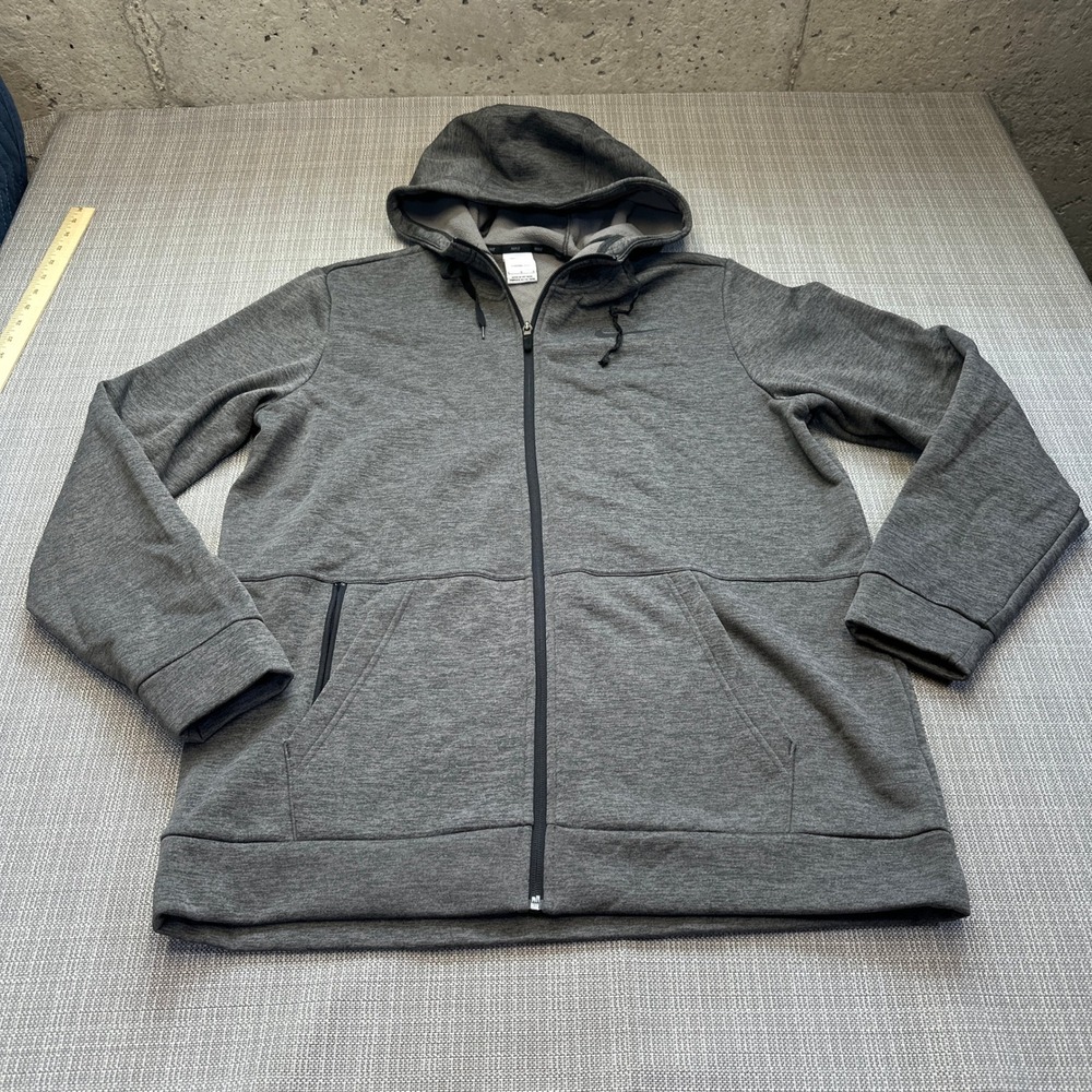 Nike Therma-FIT Hoodie Mens Large Gray Heather Full Zip Fleece Sweatshirt Swoosh